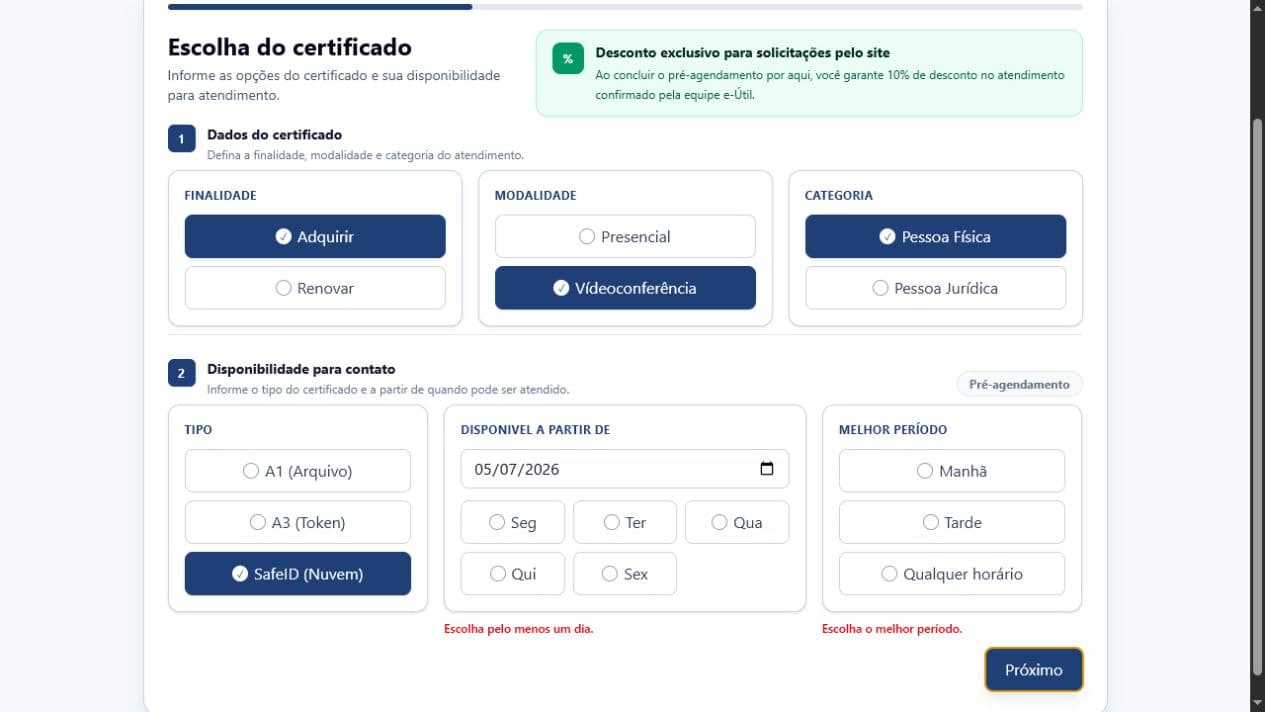 Tela 2 do projeto Autoatendimento e-Útil